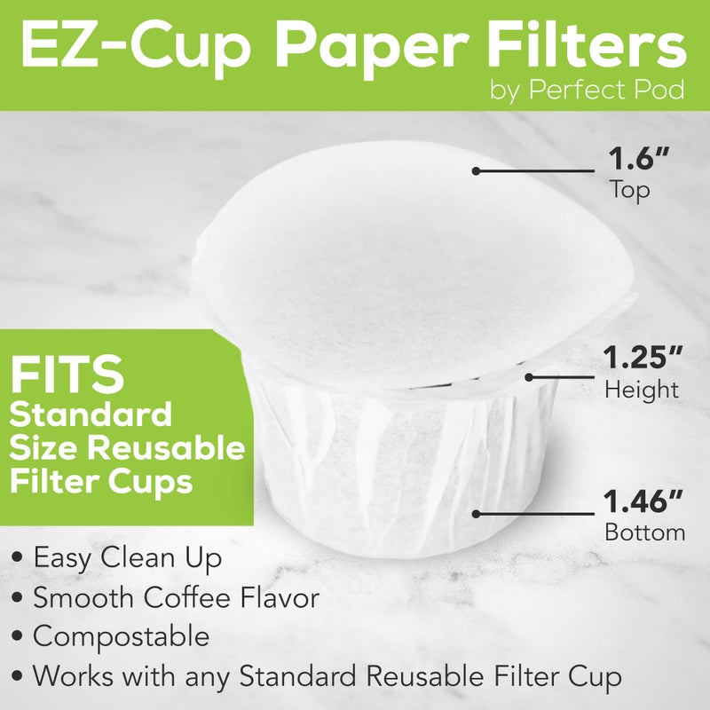 Perfect Pod EZ-Cup Disposable Paper Filters with Patented Lid Design for Reusable Coffee Pods 8-Pack (400 Filters) - Image 2